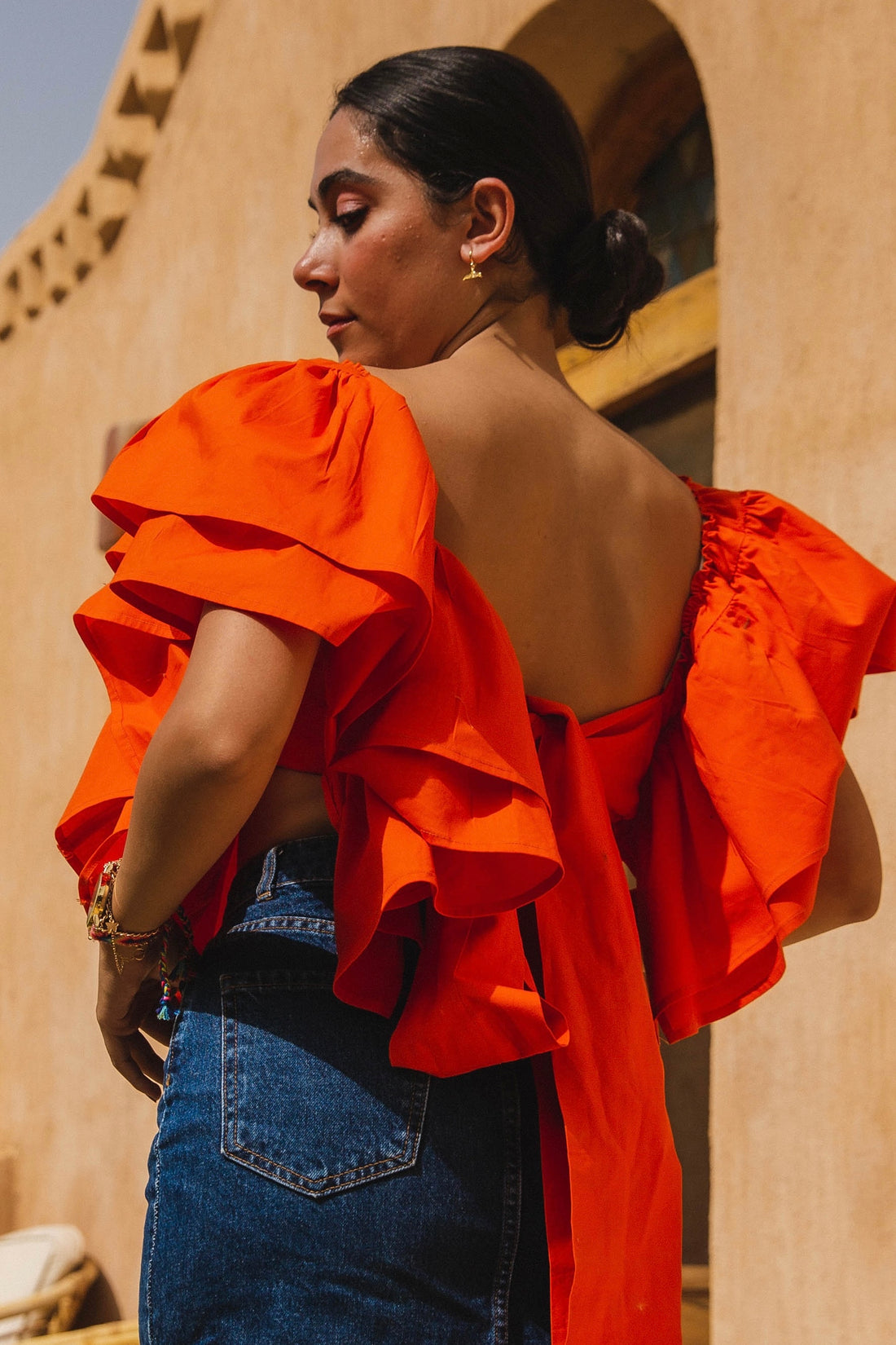 Ruffled poplin top
