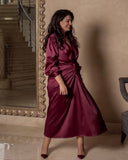 The Royal Satin wrap dress -Maroon