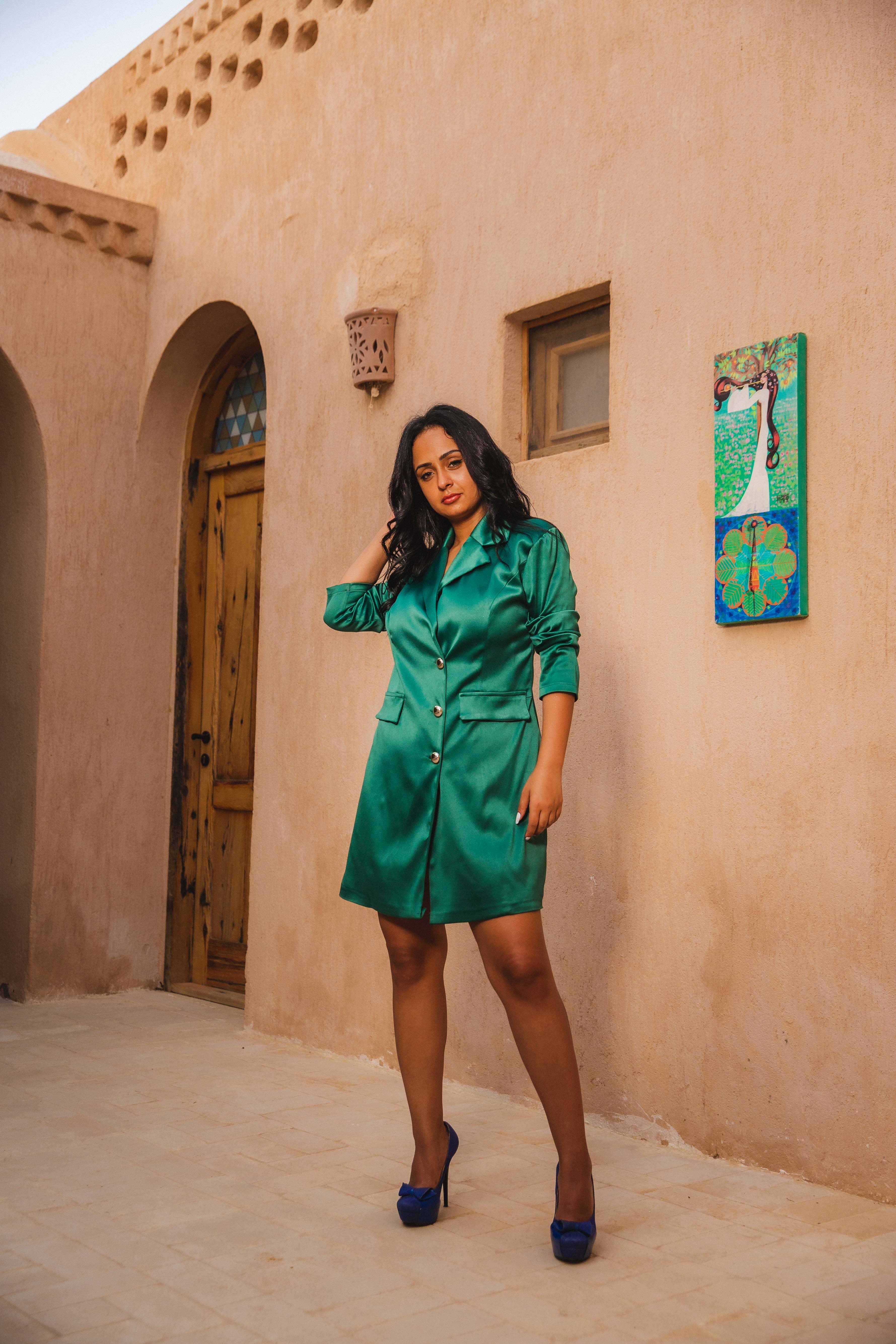 green silk blazer dress Materiel Tbilisi Green Silk Blazer Dress Materiel Tbilisi