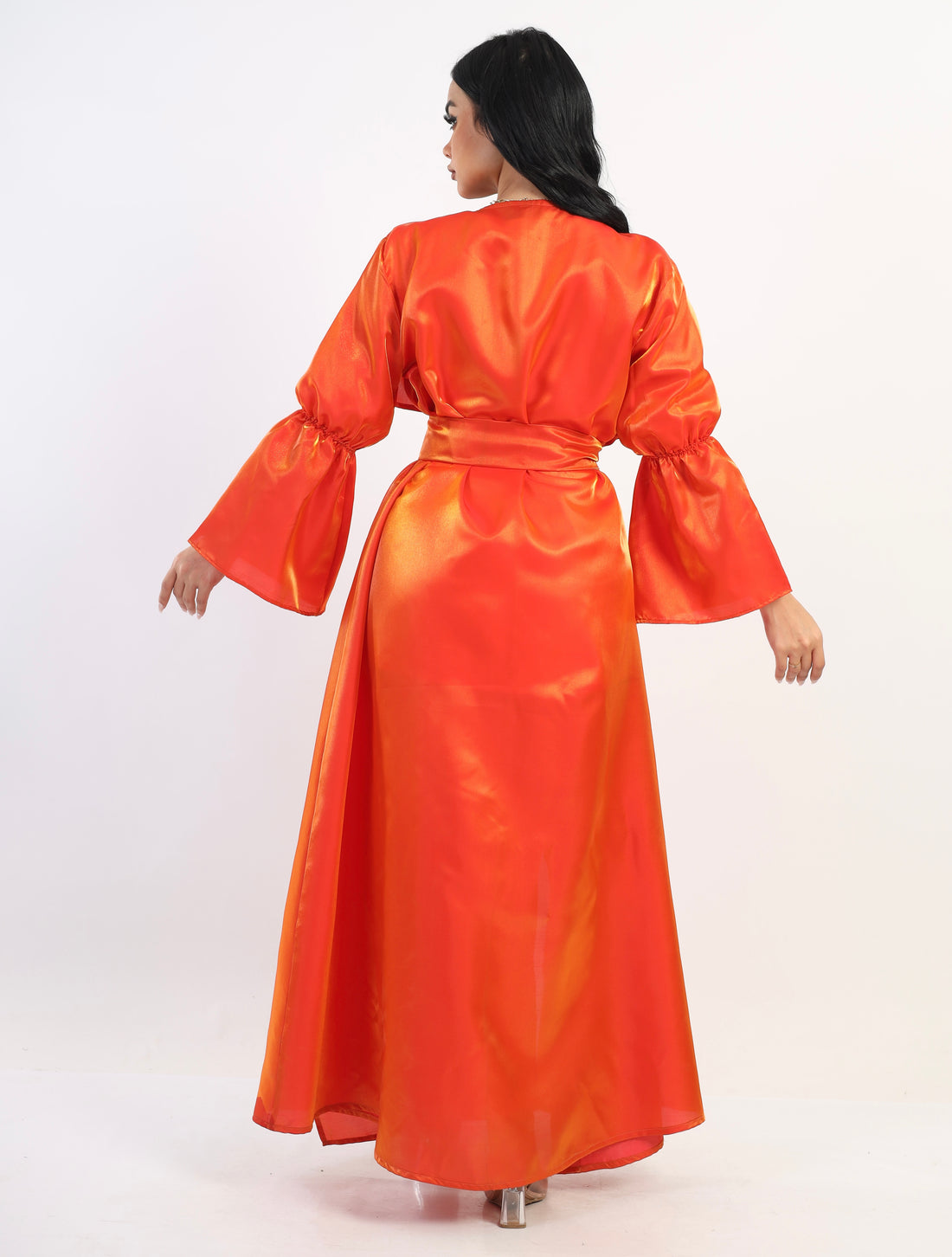 Organza Shimmer Abaya kimono - Orange