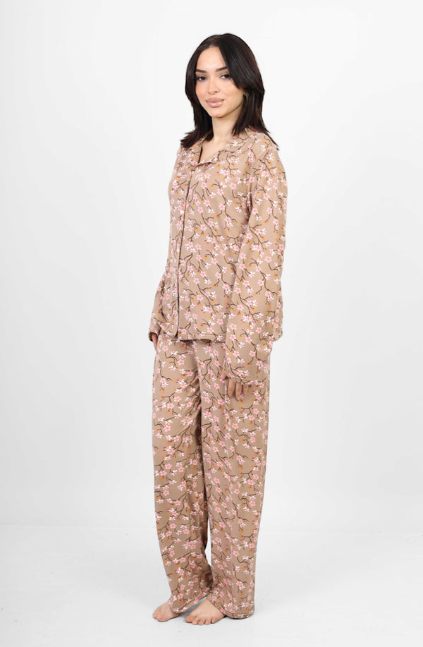 Long Sleeved classic pjs  - Beige
