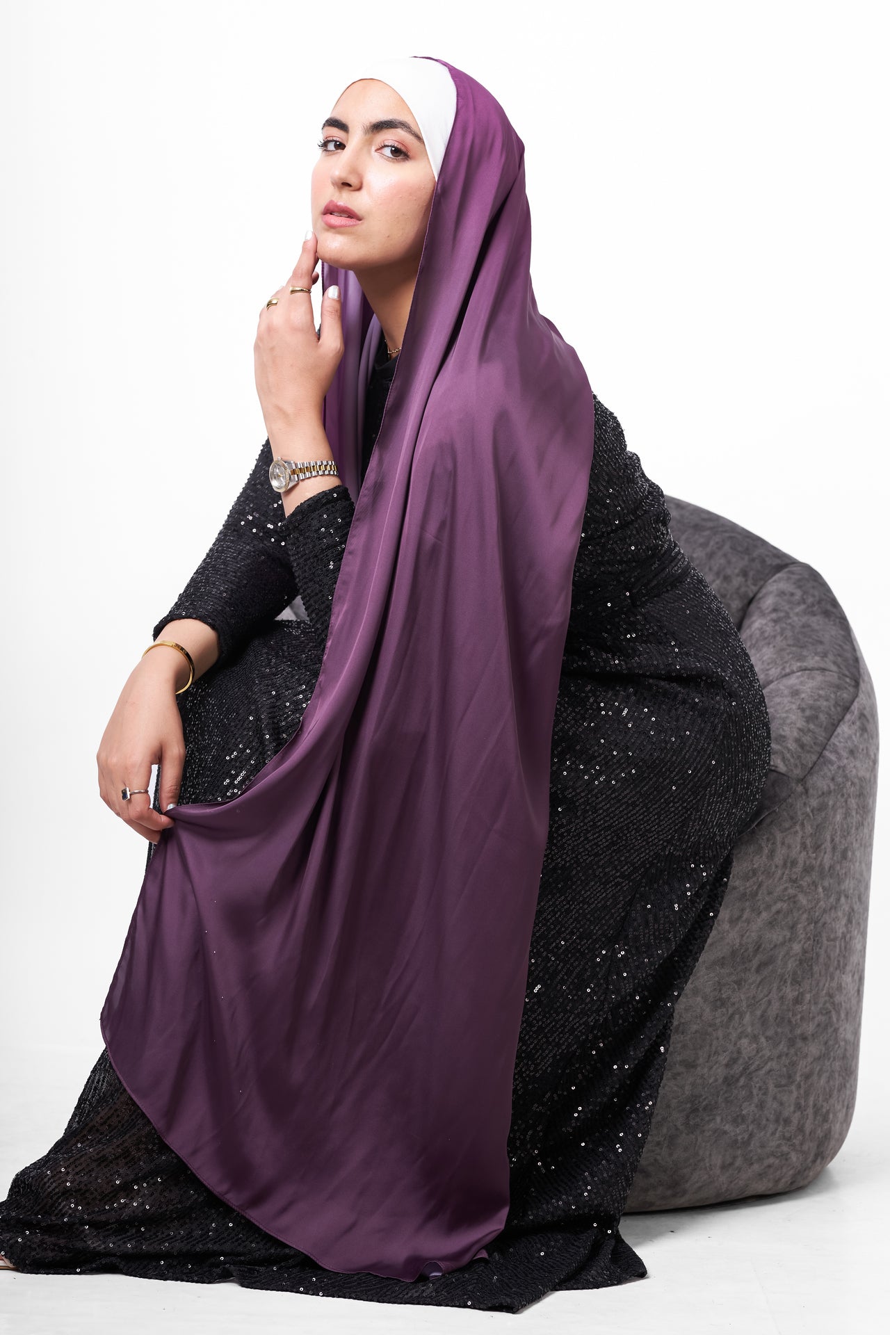 Plain Ombre Scarf - Purple