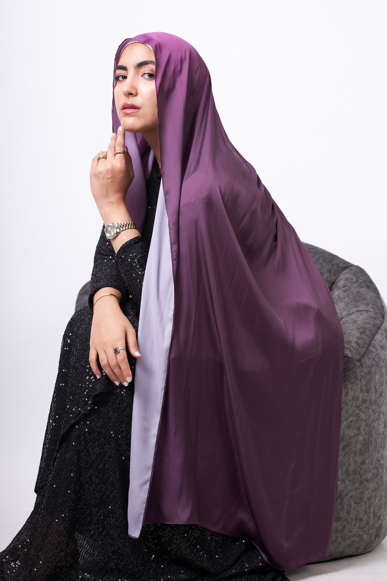 Plain Ombre Scarf - Purple