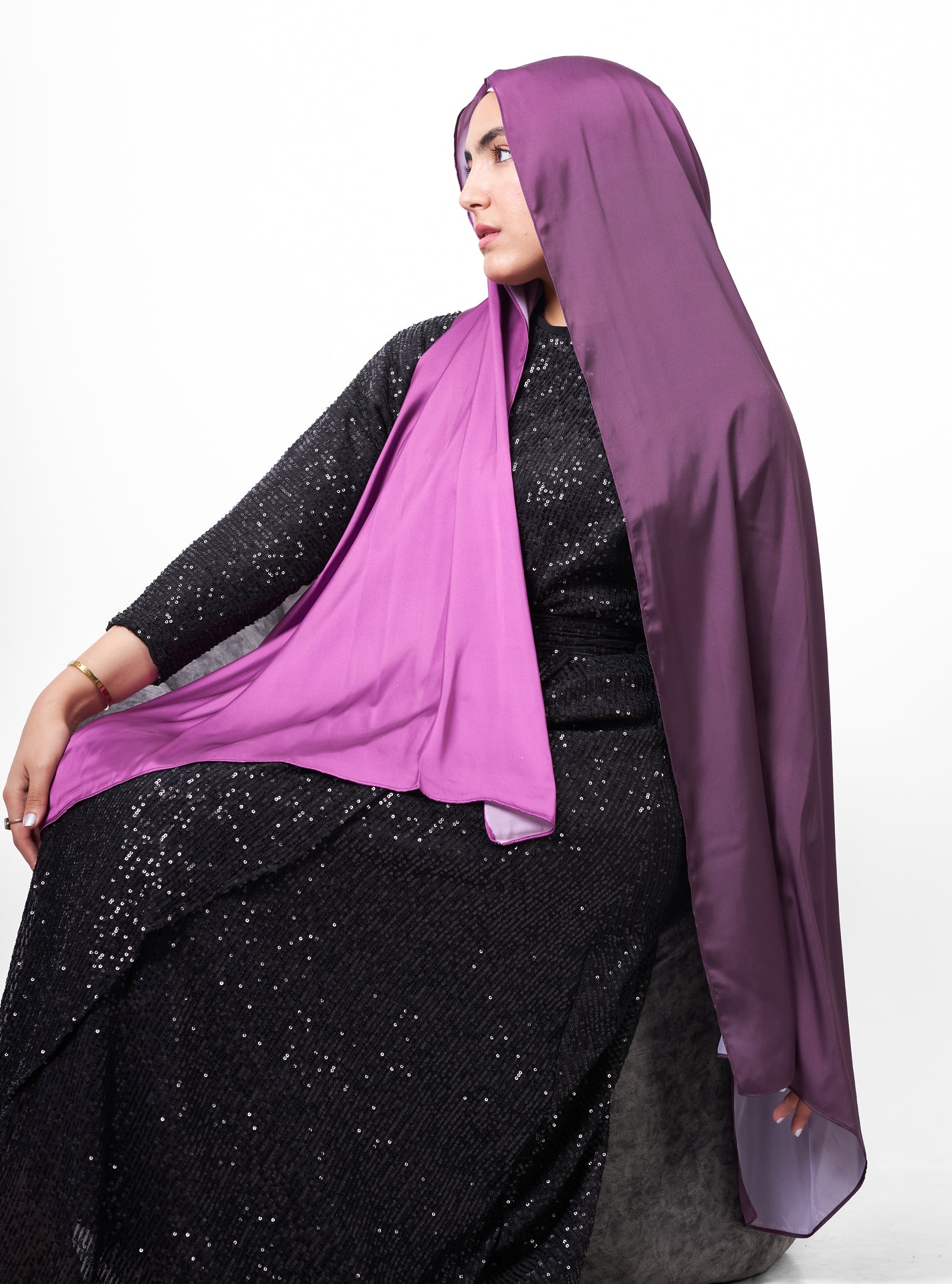 Plain Ombre Scarf - Purple