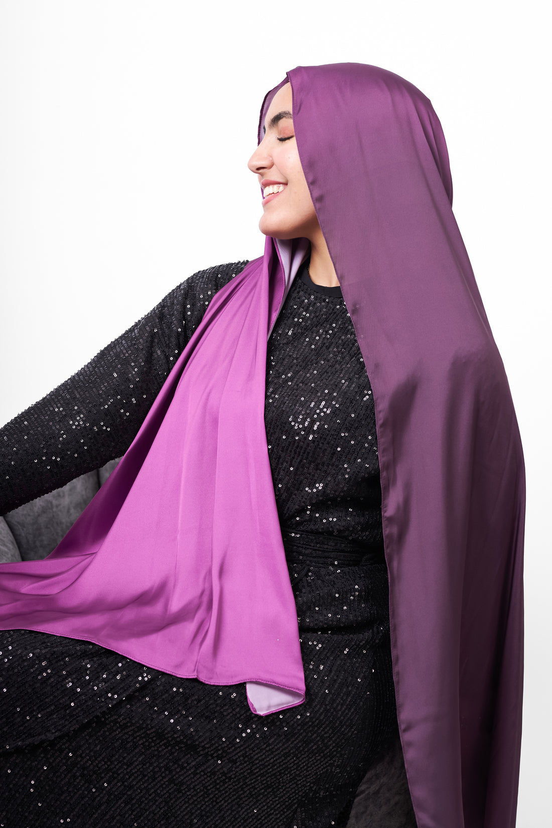Plain Ombre Scarf - Purple