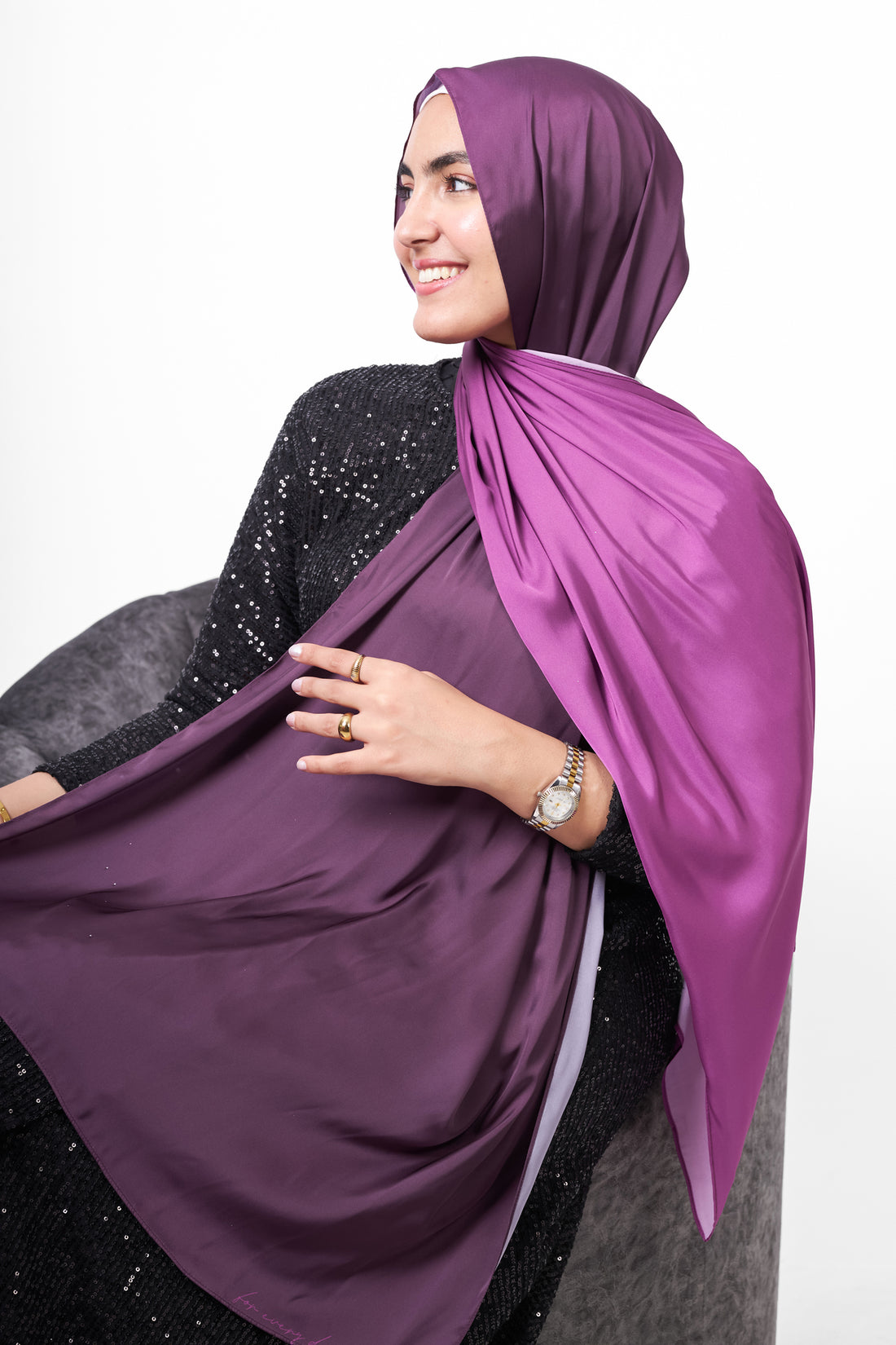 Plain Ombre Scarf - Purple