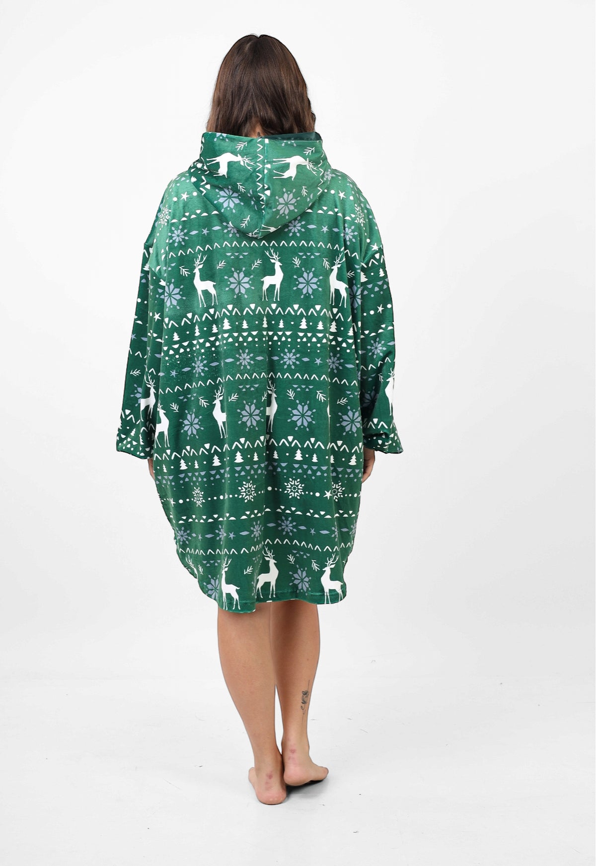Eva blanket satin hoodie- Green