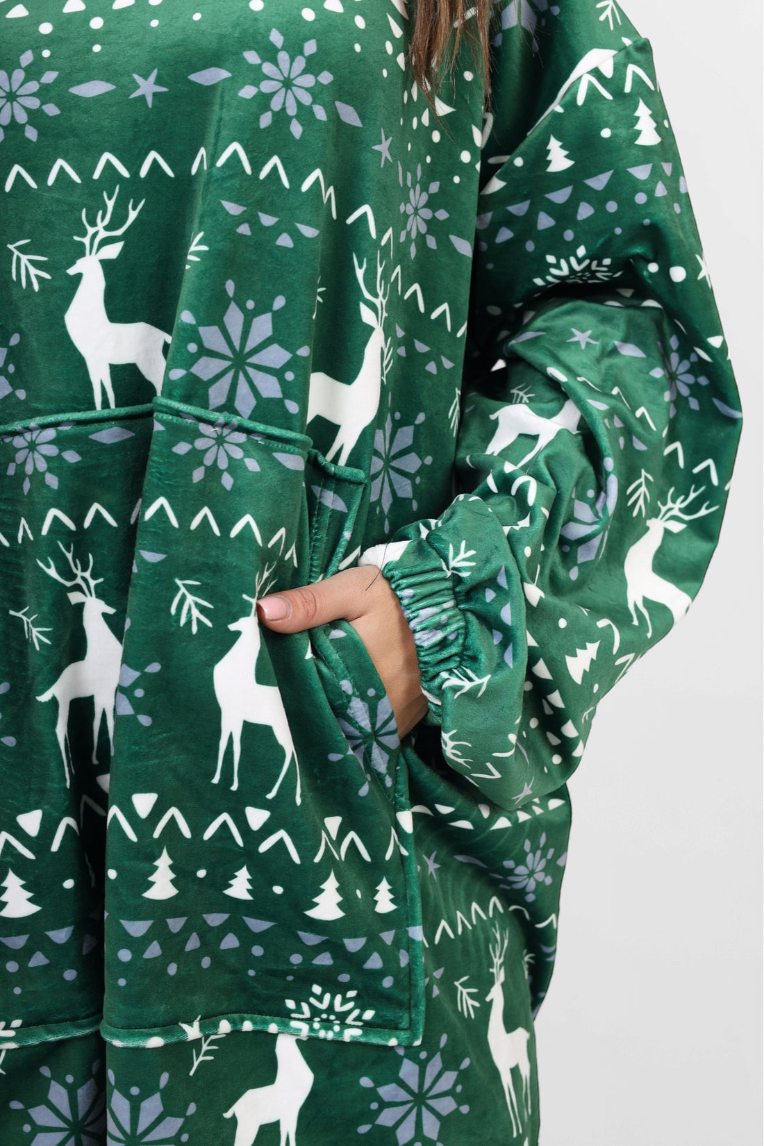 Eva blanket satin hoodie- Green