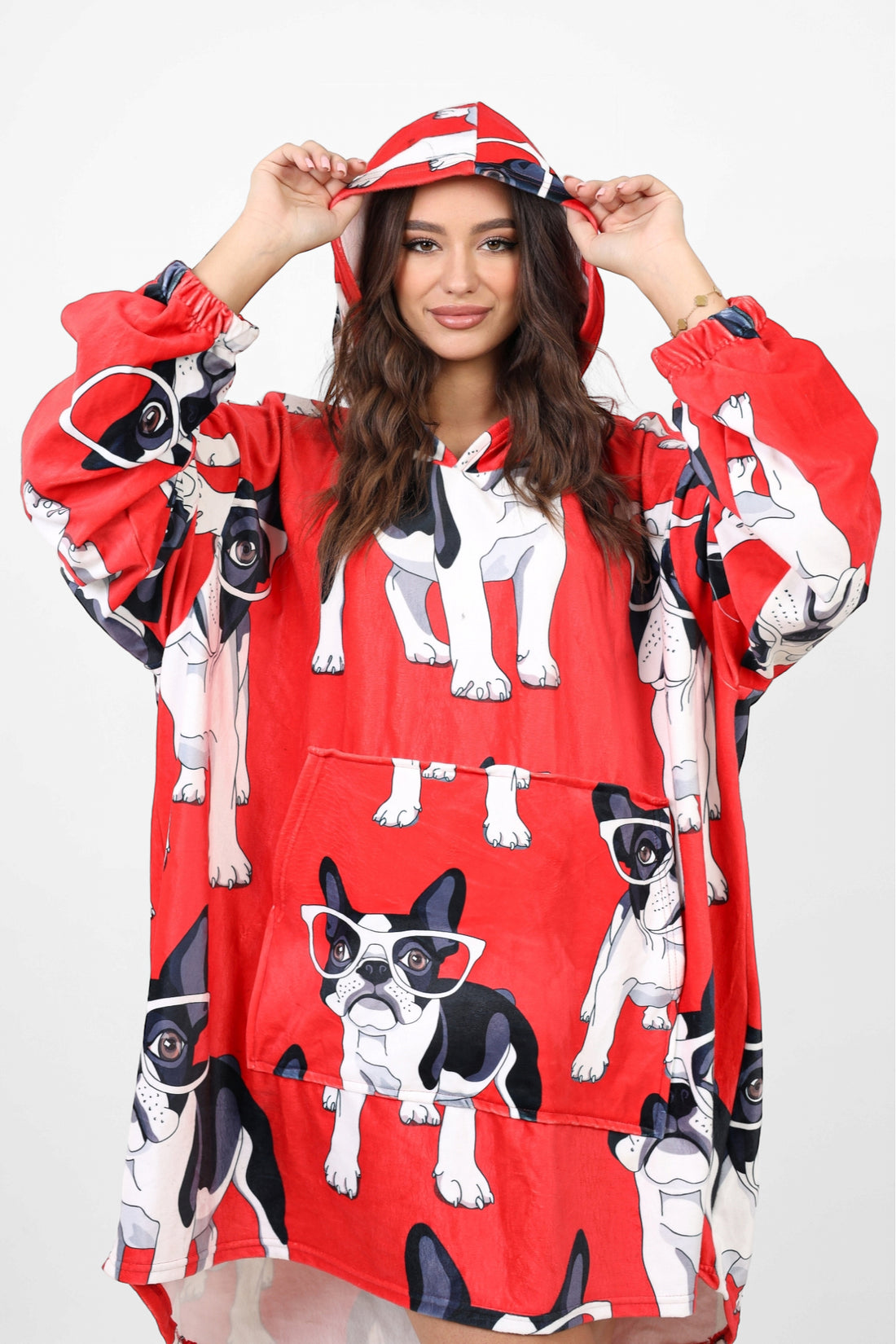 The pug hoodie blanket - Red