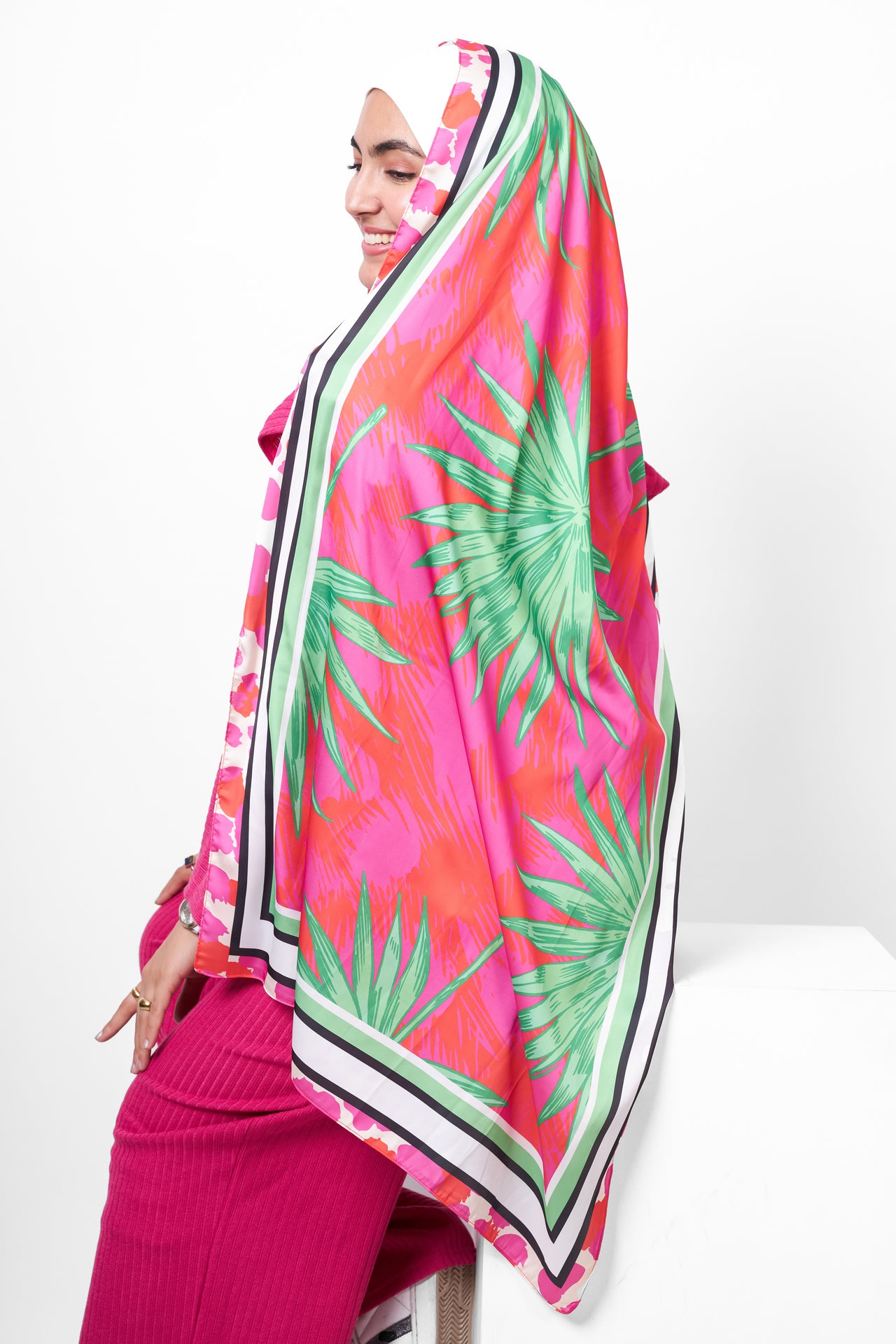The Blossom Satin Scarf - Pink
