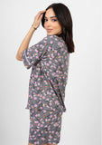 Mixed Short sleeved Pajama Set - Grey