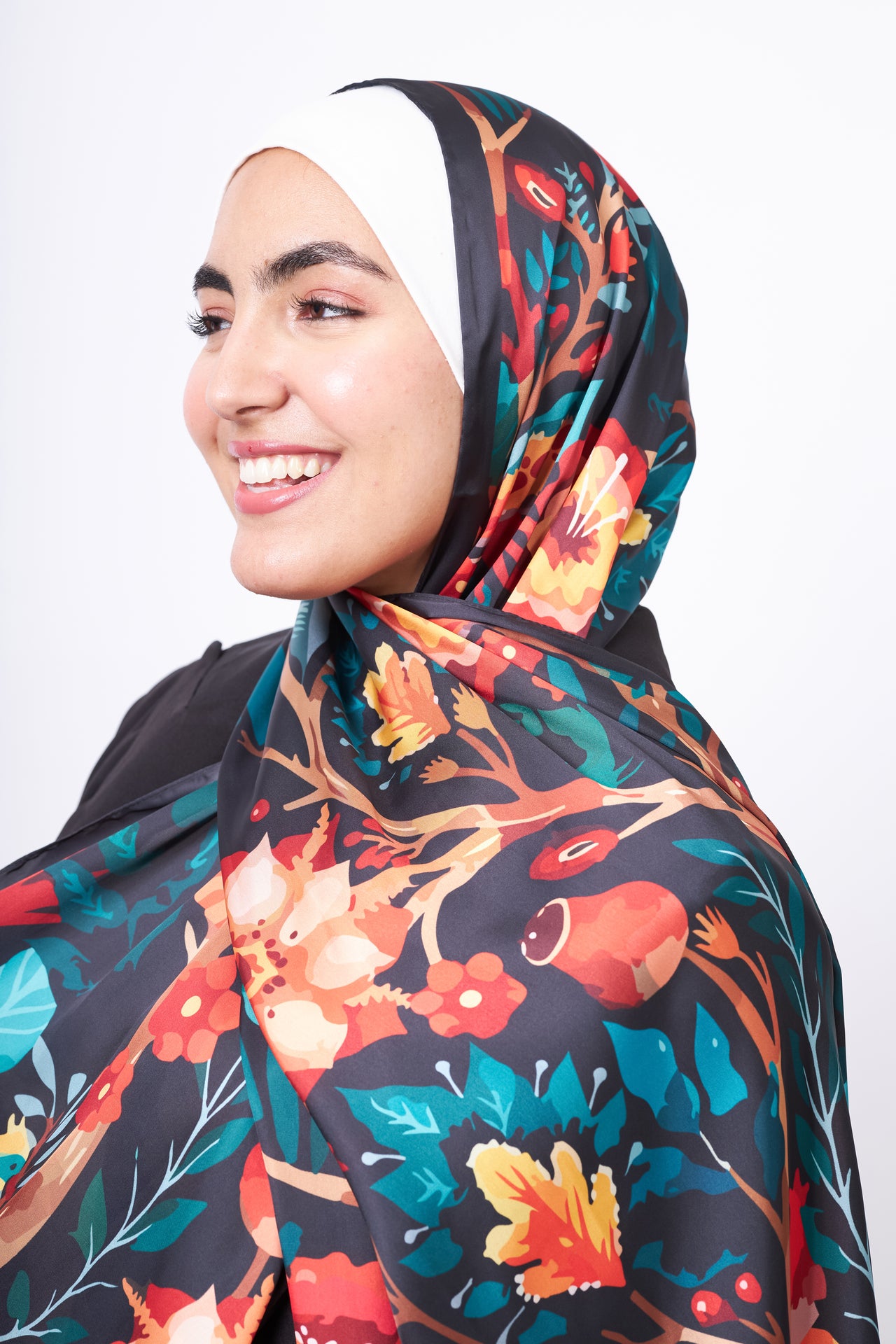 The Blossom Satin Scarf - Black