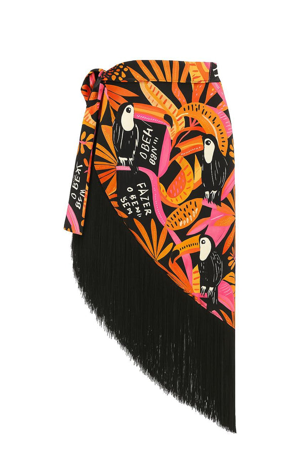 Tropicana  Crepe with black fringes