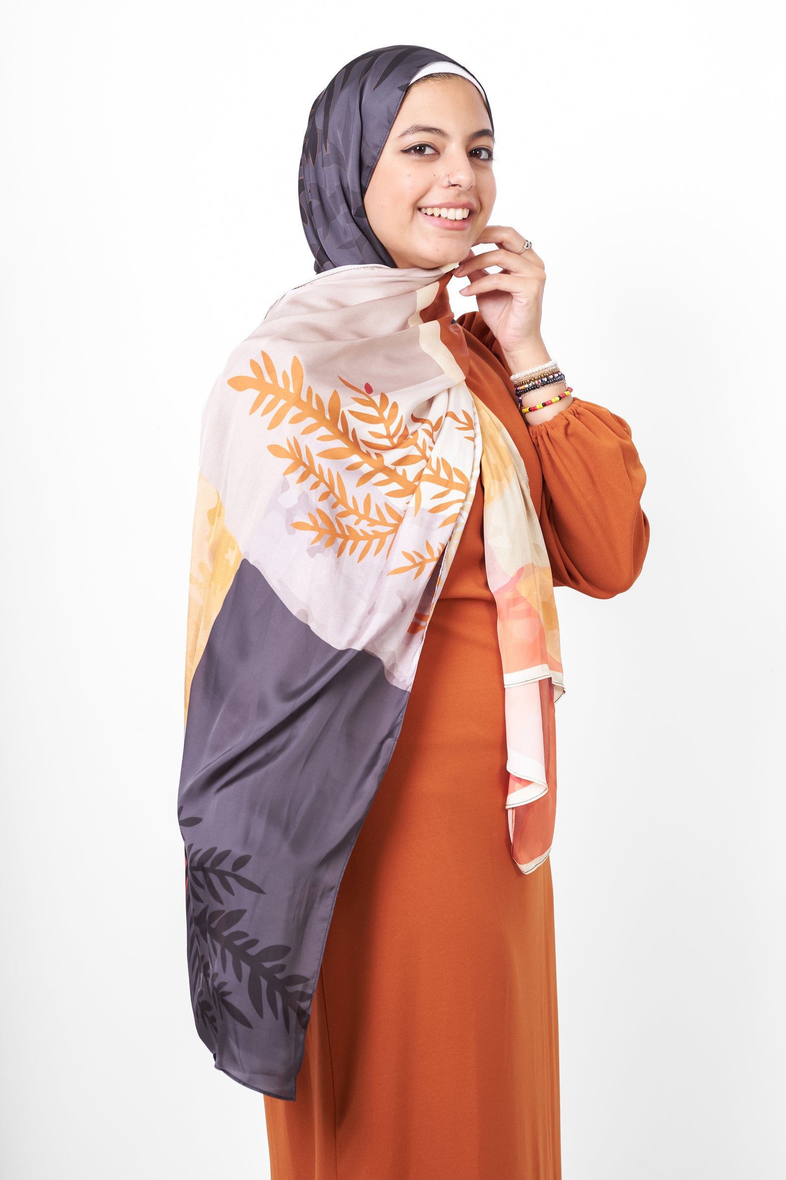 The Maple Satin Scarf - Beige