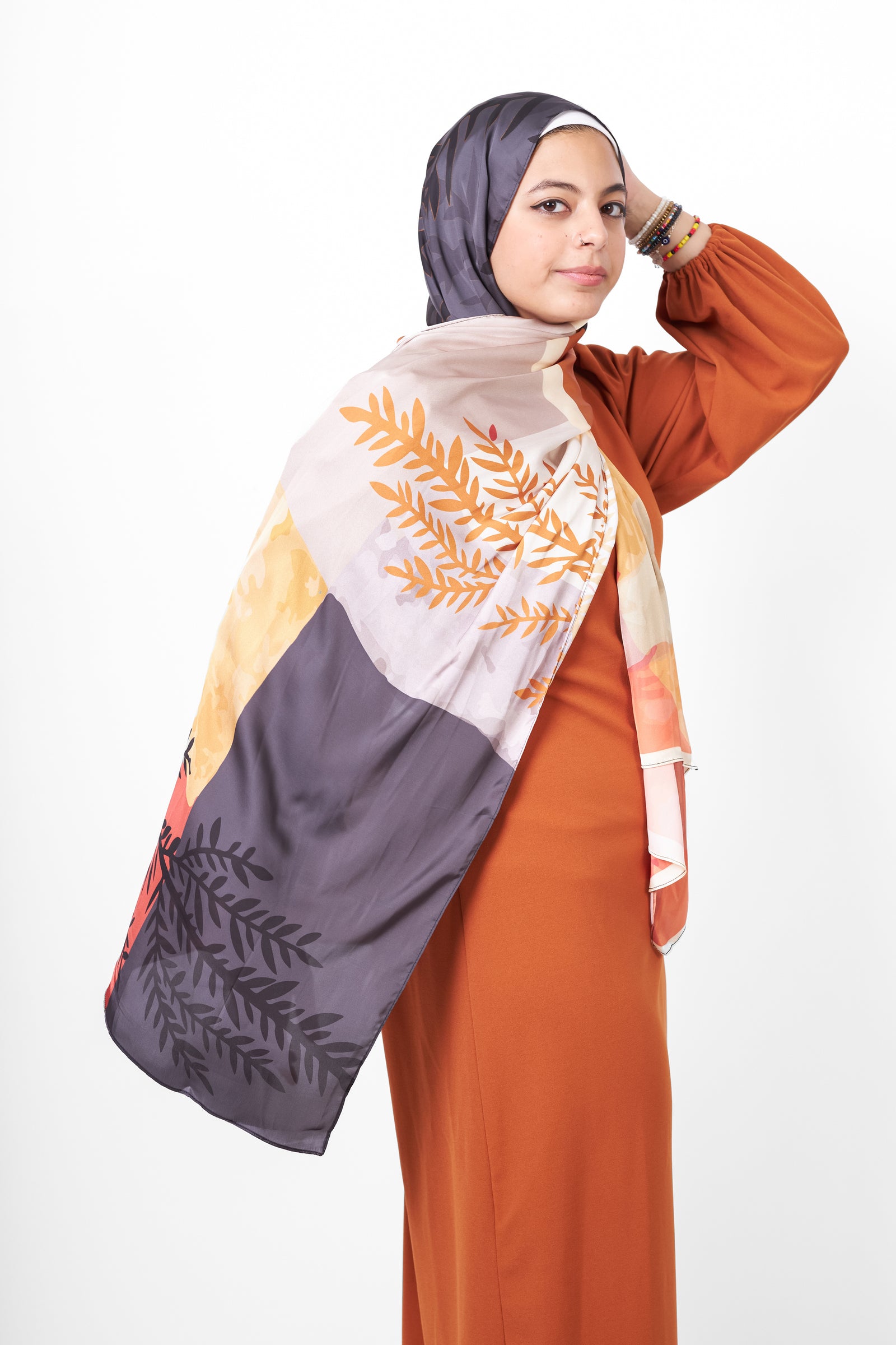 The Maple Satin Scarf - Beige