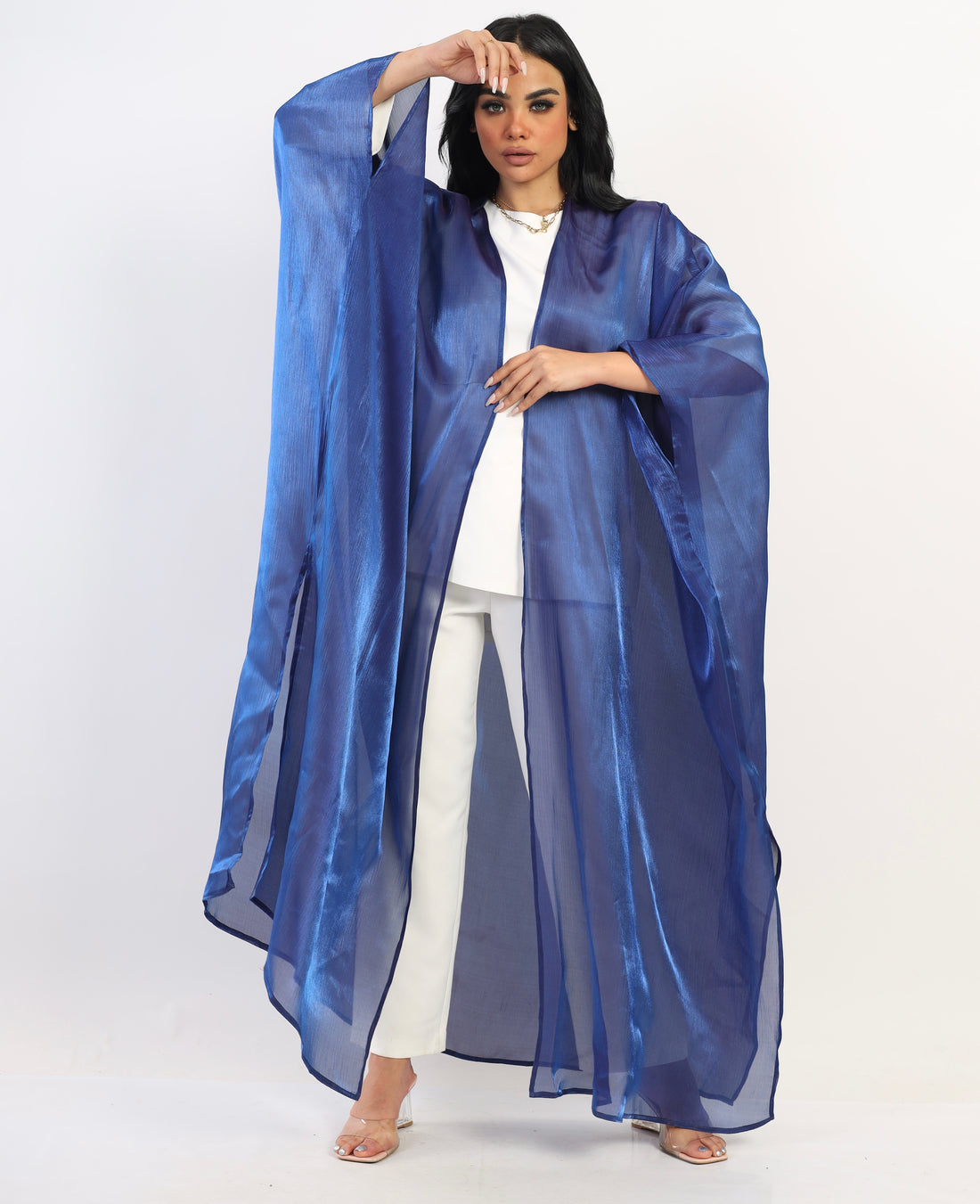 Organza Shimmer Saudi kimono - Blue