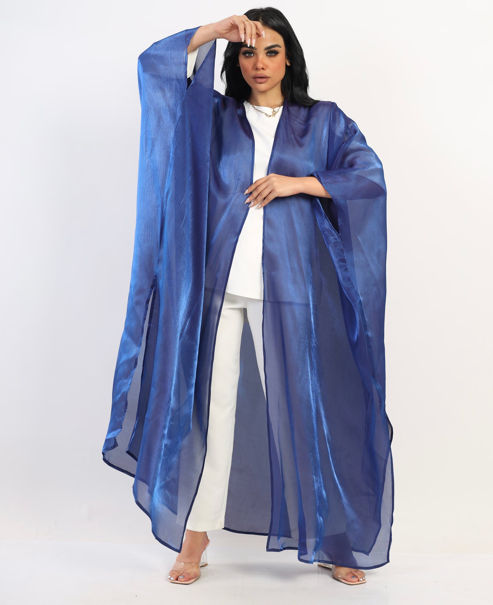 Organza Shimmer Saudi kimono - Blue