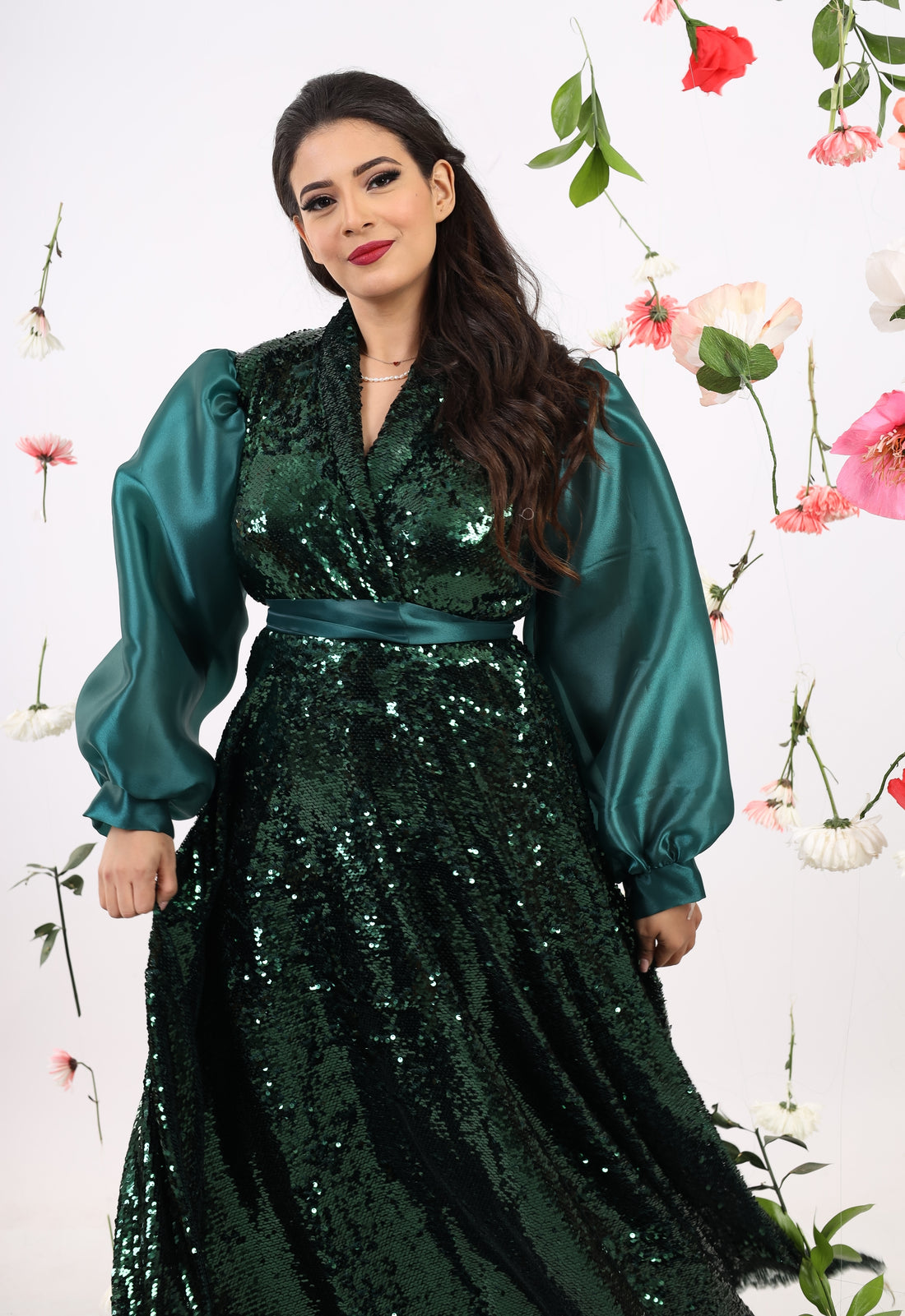 All emerald sequin blazer dress