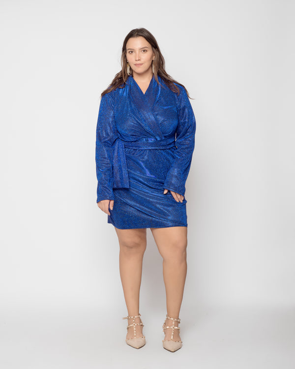 Draped Blazer dress - Blue