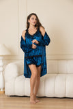 Velvet Elegance Night Short Set - Turquoise