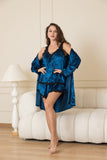 Velvet Elegance Night Short Set - Turquoise