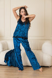 Velvet Elegance Night Pants Set - Turquoise