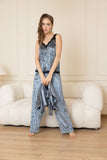 Velvet Elegance Night Pants Set - Grey