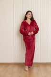 Velvet Luxe Winter Pajama Set - Maroon