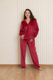 Velvet Luxe Winter Pajama Set - Maroon