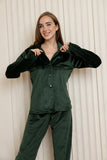 Velvet Luxe Winter Pajama Set - Emerald Green