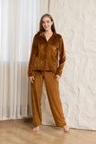 Velvet Luxe Winter Pajama Set - Brown