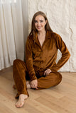 Velvet Luxe Winter Pajama Set - Brown