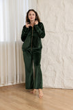 Velvet Zip-Up Lounge Set - Emerald Green