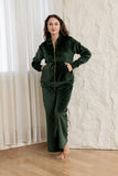 Velvet Zip-Up Lounge Set - Emerald Green