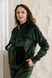 Velvet Zip-Up Lounge Set - Emerald Green