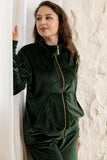 Velvet Zip-Up Lounge Set - Emerald Green