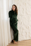 Velvet Zip-Up Lounge Set - Emerald Green