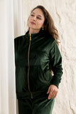 Velvet Zip-Up Lounge Set - Emerald Green