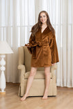 Earthy Comfort Velvet Robe - Brown