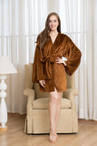 Earthy Comfort Velvet Robe - Brown