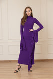 Ruffled Full Stretch Dress - Purple