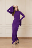 Ruffled Full Stretch Dress - Purple