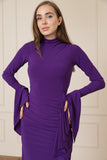 Ruffled Full Stretch Dress - Purple