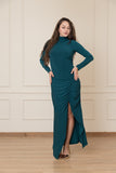 Ruched Full Stretch Dress - Teal