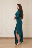 Ruched Full Stretch Dress - Teal