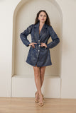 Blazer Dress Metallic Luxe - Navy Blue