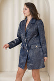 Blazer Dress Metallic Luxe - Navy Blue