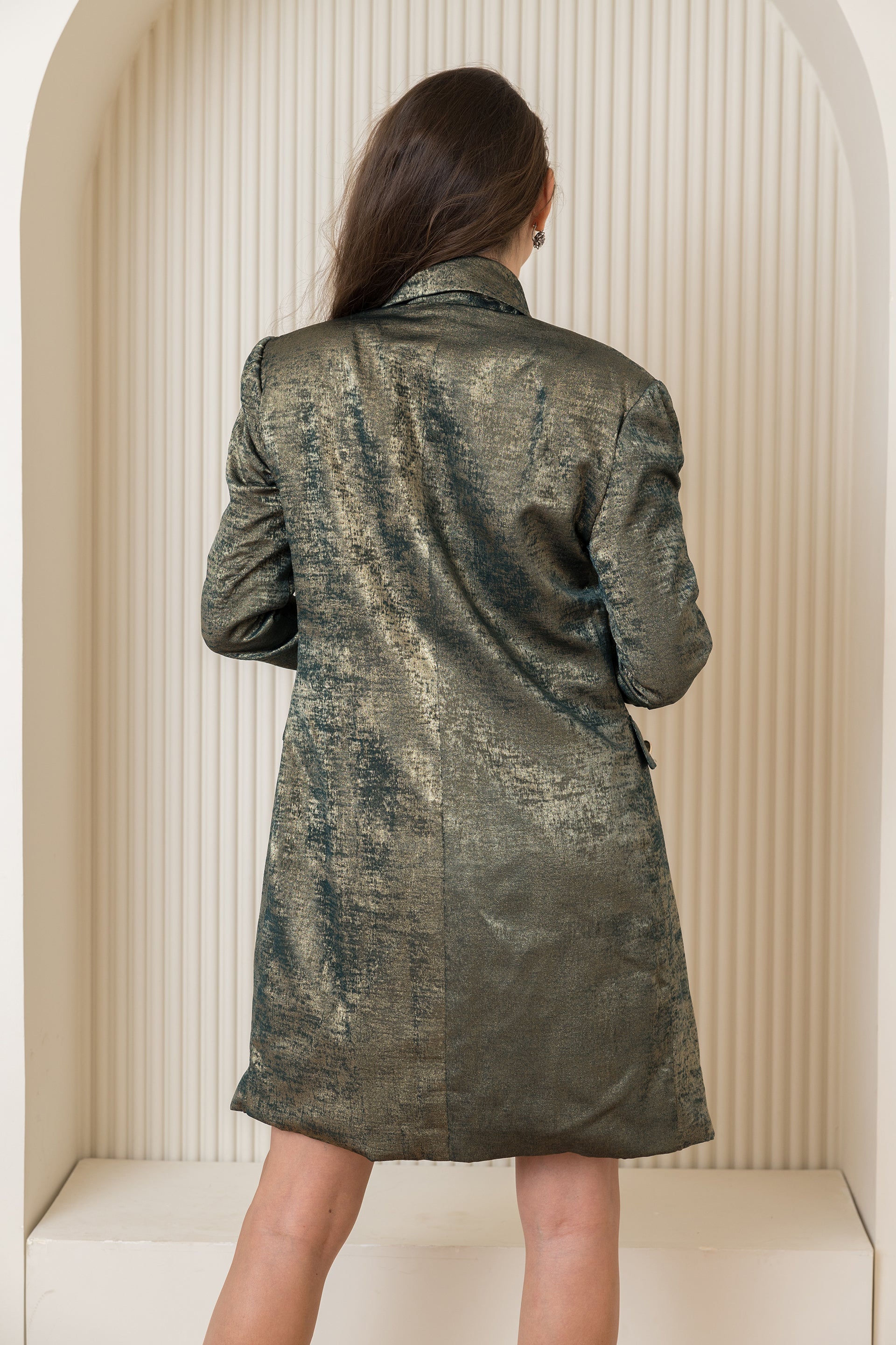 Blazer Dress Metallic Luxe - Emerald Green Rafeya Fashion Blazer Dress Metallic Luxe - Emerald Green Rafeya Fashion