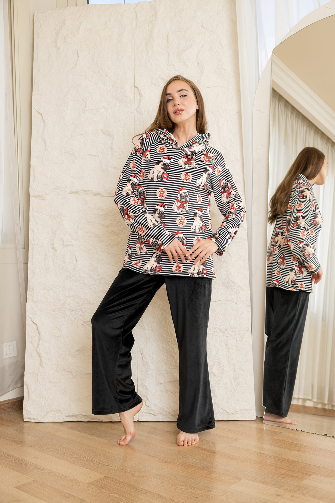 Festive Striped Paws Pjs Set