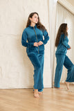 Velvet Zip-Up Lounge Set - Teal